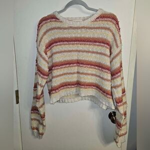 Cozy Striped Women's Boutique Sweater in Red Hues